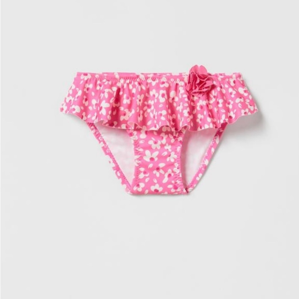 Zara Pink Floral Ruffle Kids Swim Bottoms